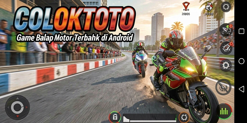 Gameplay mendebarkan dengan motor balap di lintasan yang menantang.