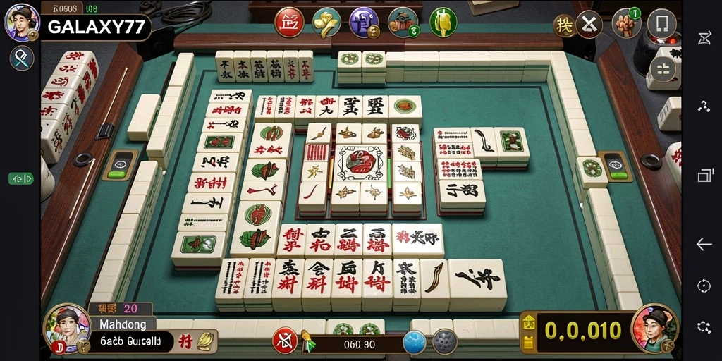 Tampilan menarik gameplay GALAXY77 dengan ubin Mahjong.