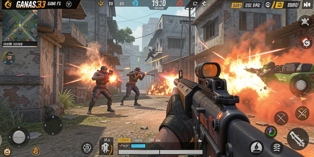Tampilan menegangkan dari gameplay <strong>GANAS33</strong> dengan aksi tembak-menembak yang intens.