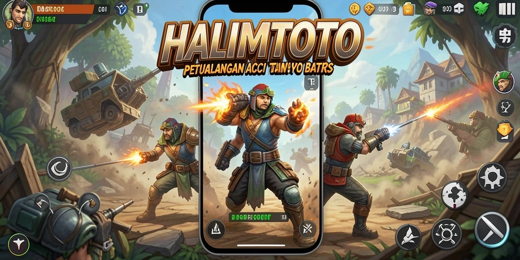 Tampilan dinamis dari gameplay HALIMTOTO yang penuh aksi.