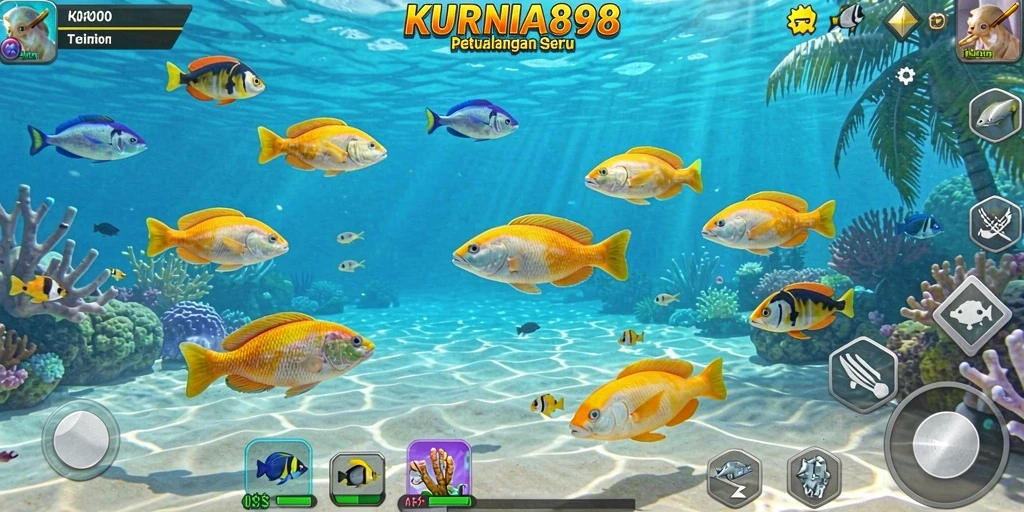 Gameplay seru KURNIA898 dengan banyak ikan untuk diburu.