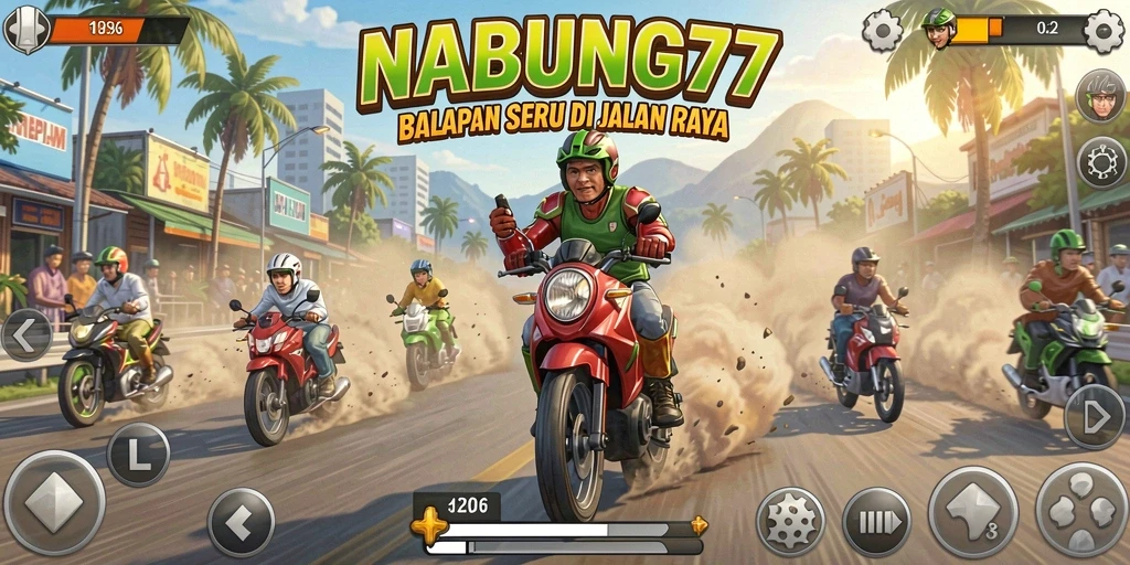 Tampilan menarik dari gameplay NABUNG77 di trek balap.