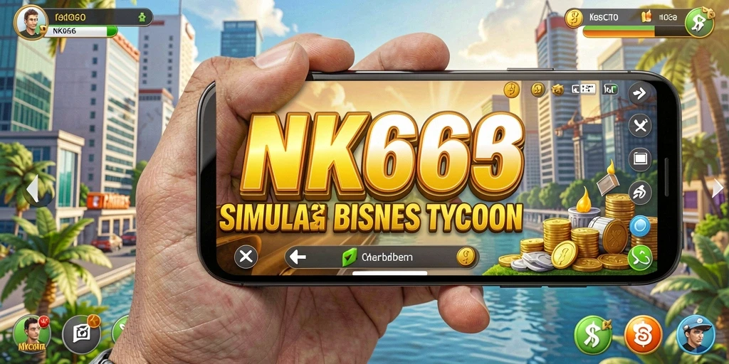 Tampilan gameplay NK666 yang menampilkan strategi bisnis yang seru.